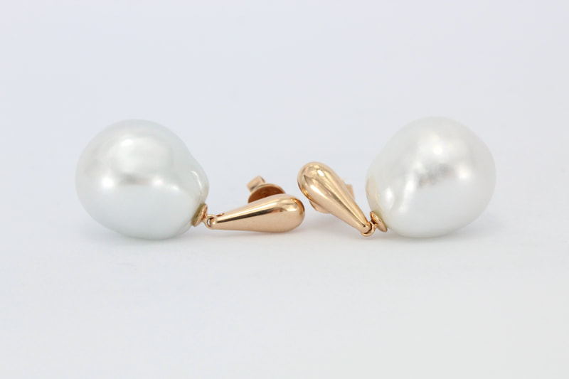 Baroque South Sea Pearls with Rose Gold Studs