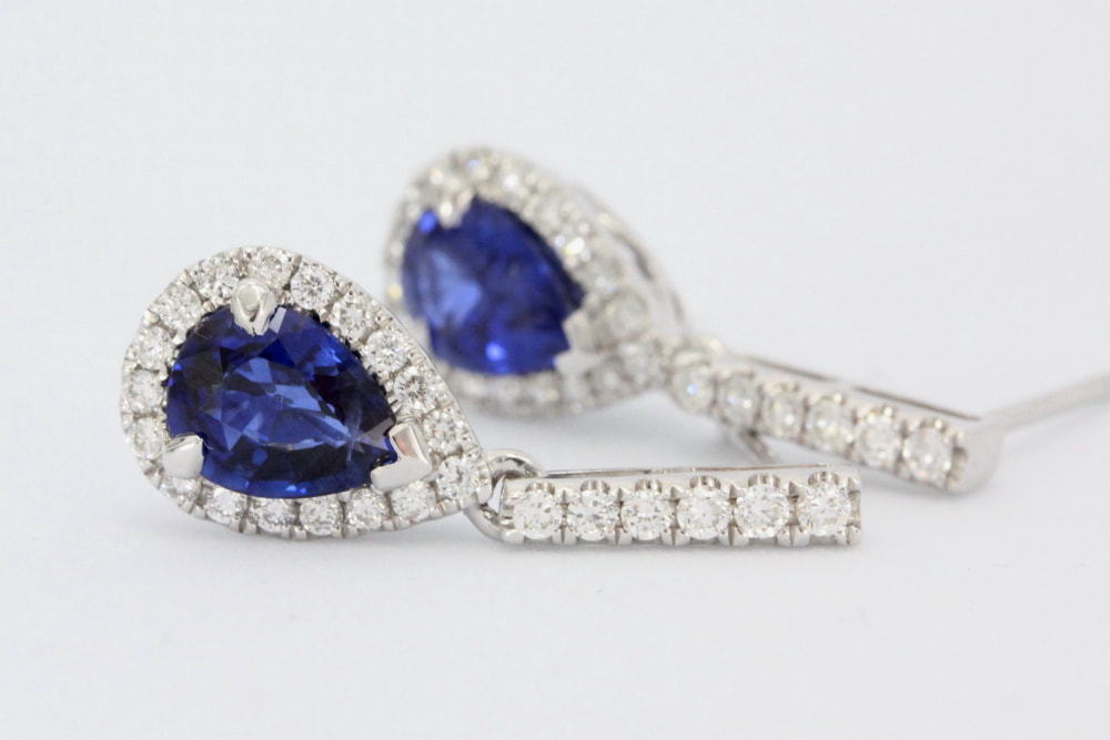 Sapphire and Diamond Earrings in White Gold