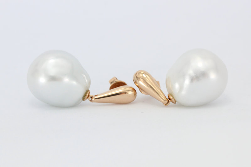 Baroque South Sea Pearls with Rose Gold Studs
