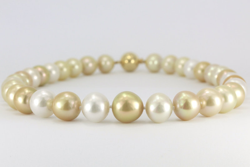 Gold and White South Sea Pearl Necklace