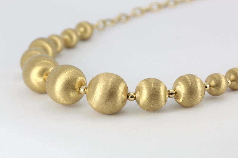 Yellow Gold Satin Finish Ball Necklace