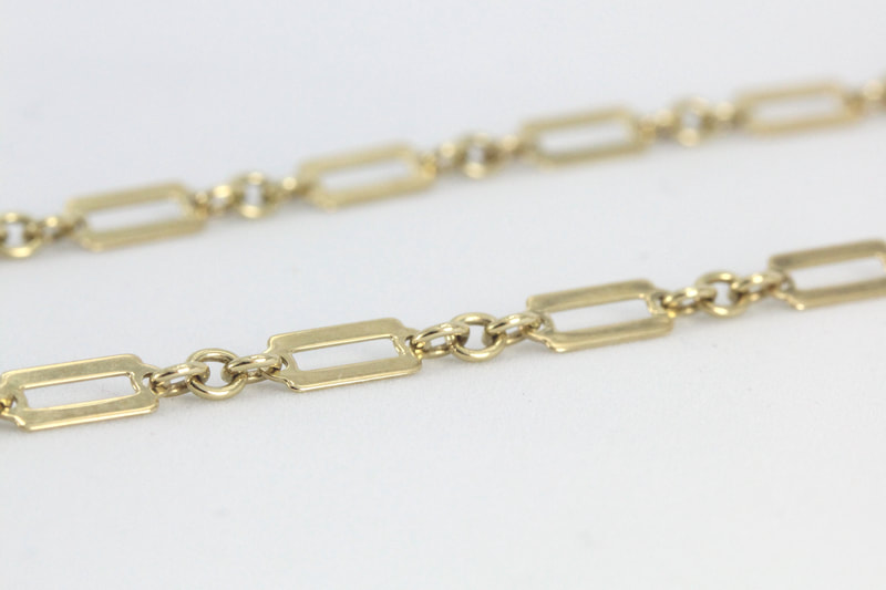 Yellow Gold Geometric Link Necklace