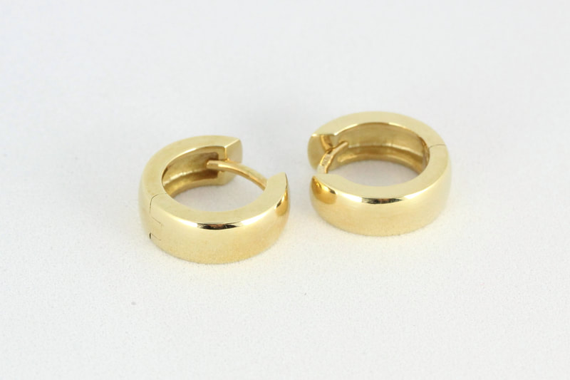 Solid Yellow Gold Round Huggies